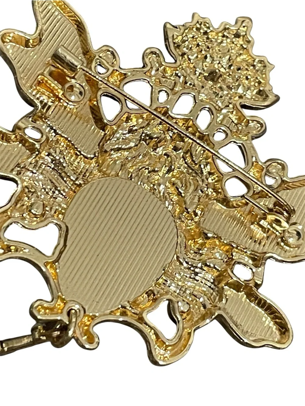 Whimsical Face Brooch with Floral Enamel Wings